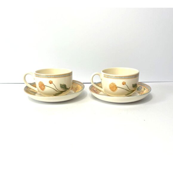 Vintage Wedgwood Home Garden Maze Set Of 2 Cups & Saucers Floral Design - Picture 4 of 9